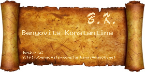 Benyovits Konstantina névjegykártya